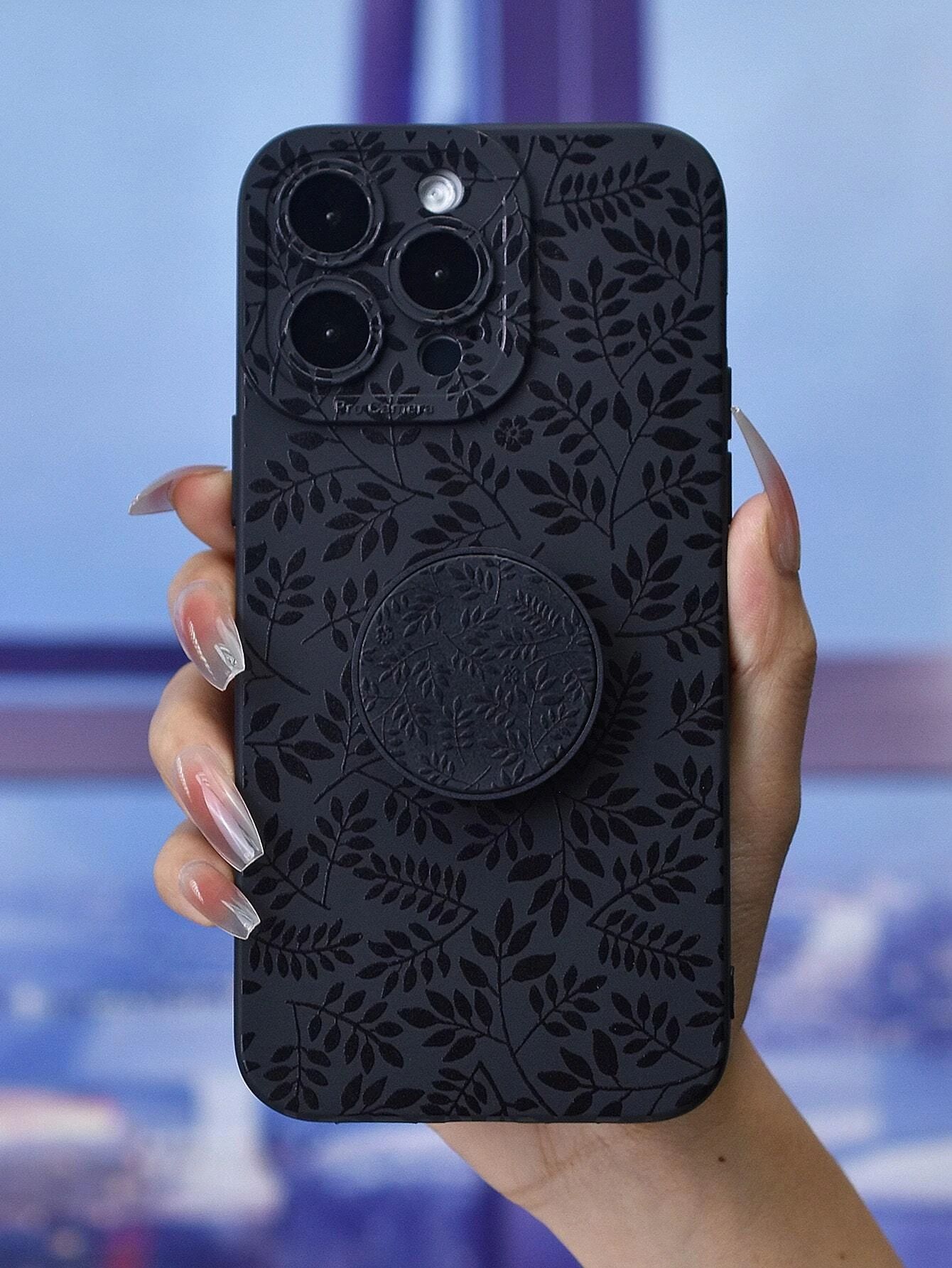 Leaf Pattern Phone Case With Stand-Out Phone Grip | SHEIN