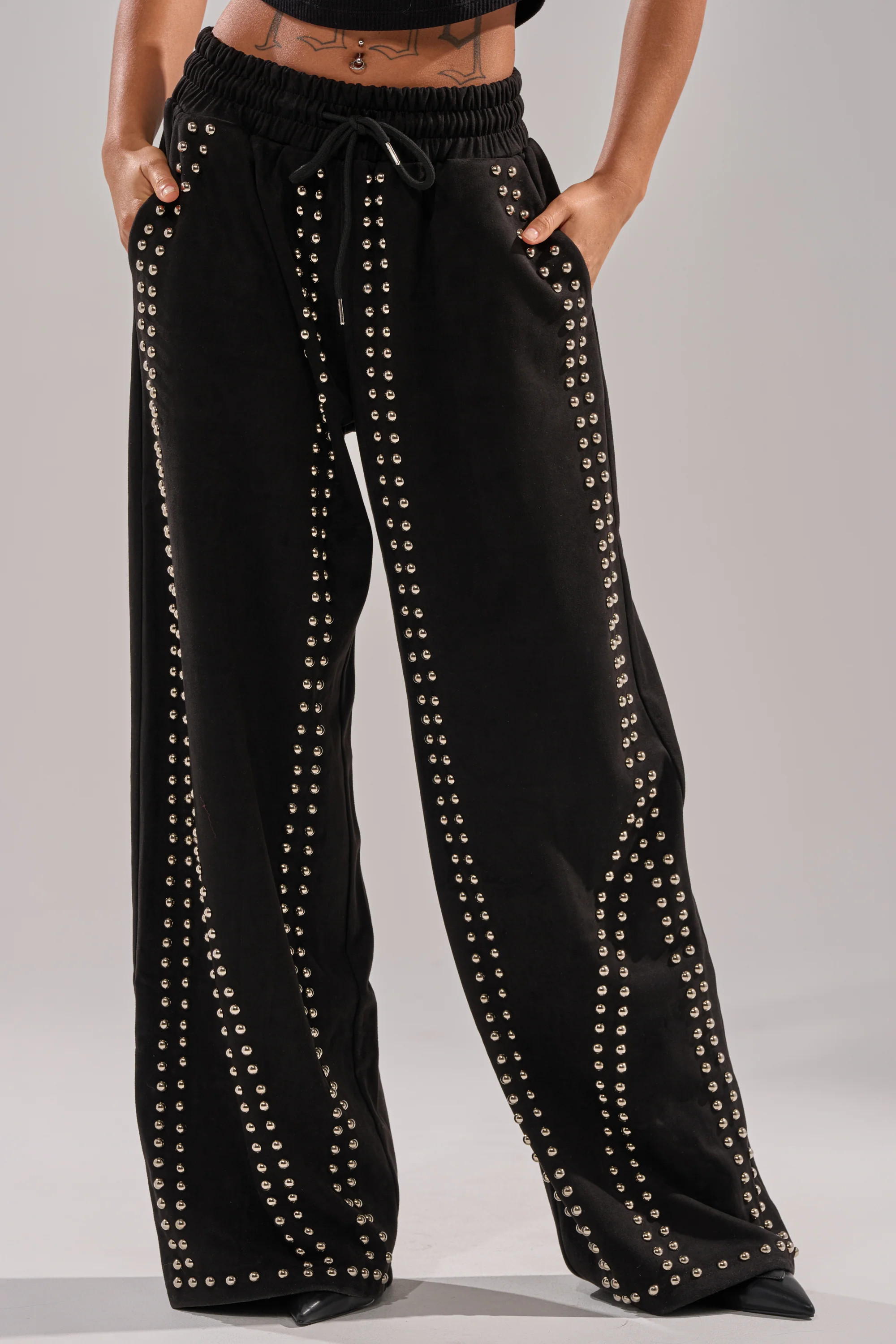 ASHLEY STUDDED WIDE LEG JOGGER | AKIRA