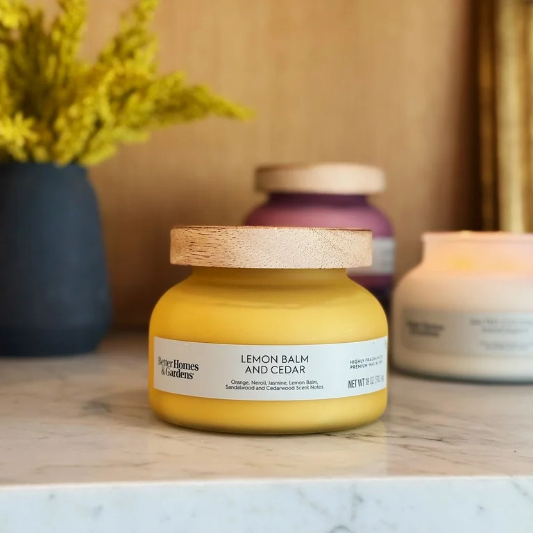 Better Homes and Gardens Lemon Balm and Cedar Scented 2-Wick Frosted Jar Candle 18oz. | Walmart (US)