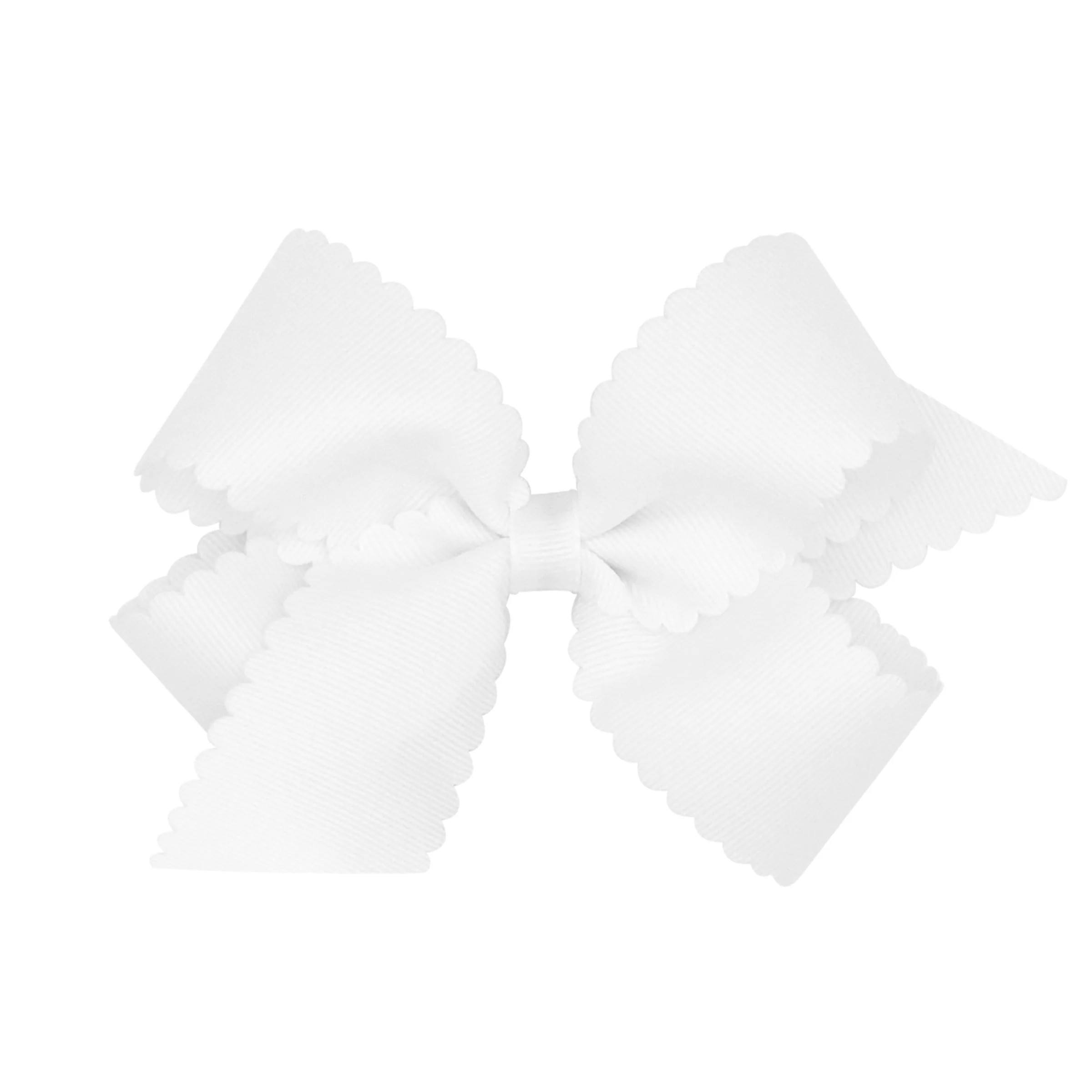 Medium Scallop Hair Bow - White | Little English