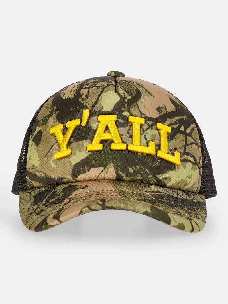 Kacey Lee Women's Embroidered Trucker Hat, Khaki | Walmart (US)