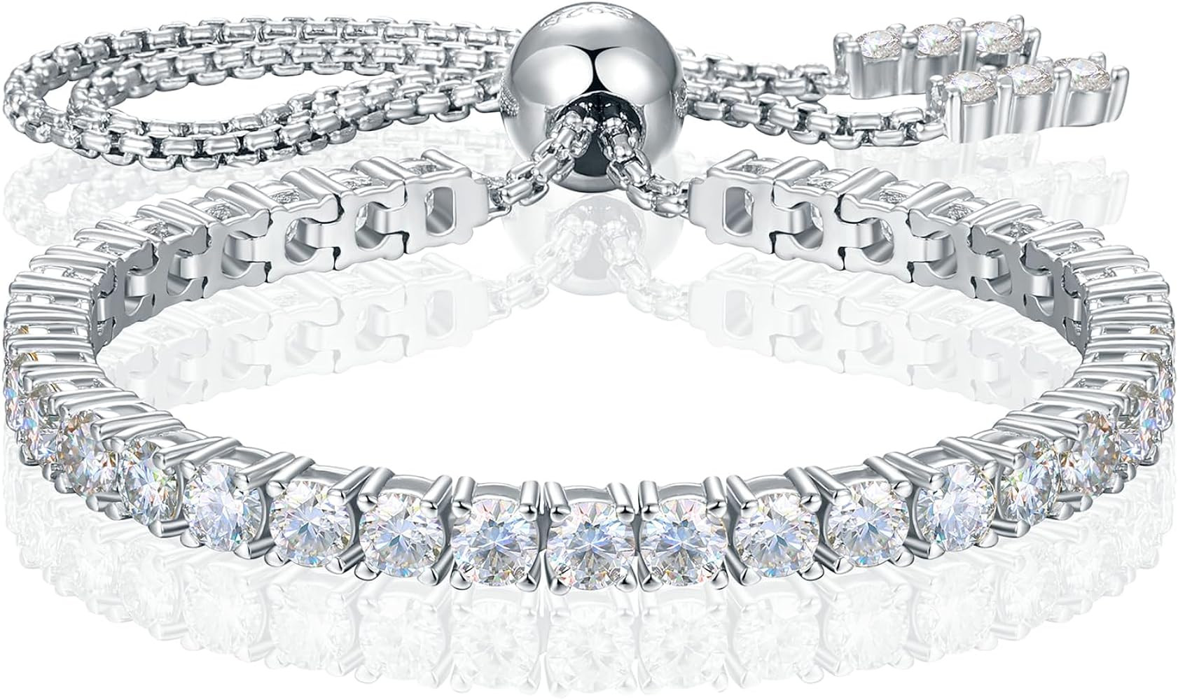 Moissanite Tennis Bracelet 1.52ct-7.76ct Adjustable Bracelet for Women 18K White Gold Plated S925... | Amazon (US)