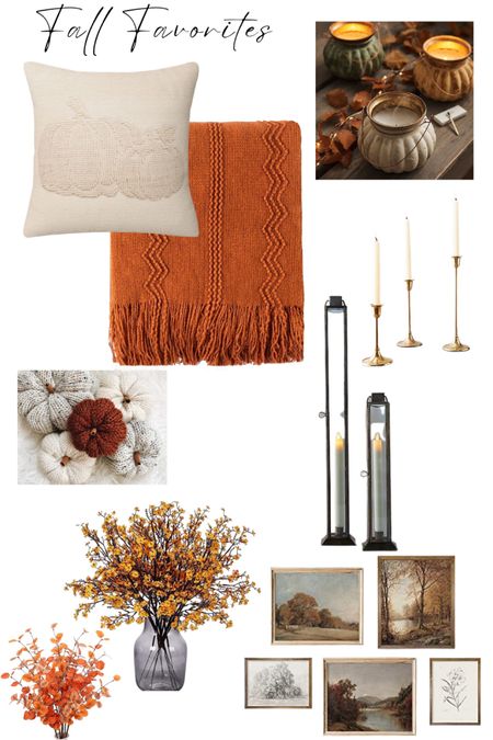 A few of my current favorite fall home decor pieces. Add touches of fall to your home with accent pillows and throw blankets in fall patterns and colors, fall florals and leaves, candles to create warmth, switch out some artwork for fall inspired pieces, and add some traditional fall decor like pumpkins.

#LTKSeasonal #LTKunder100 #LTKhome