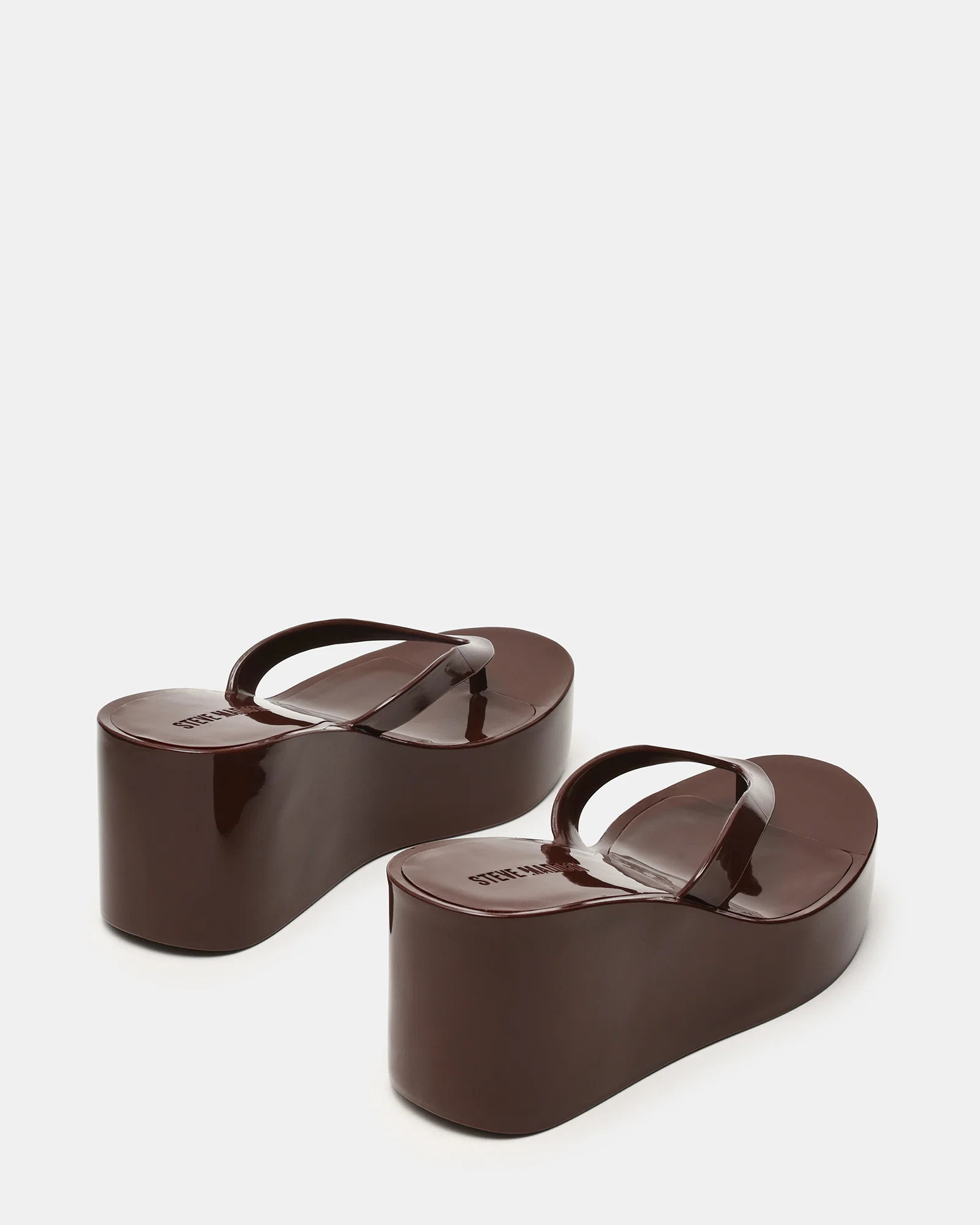 JELLA Dark Brown Thong Wedge Women's Platform Sandal | Steve Madden (US)