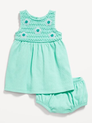 Sleeveless Crochet-Panel Dress and Shorts Set for Baby | Old Navy (US)