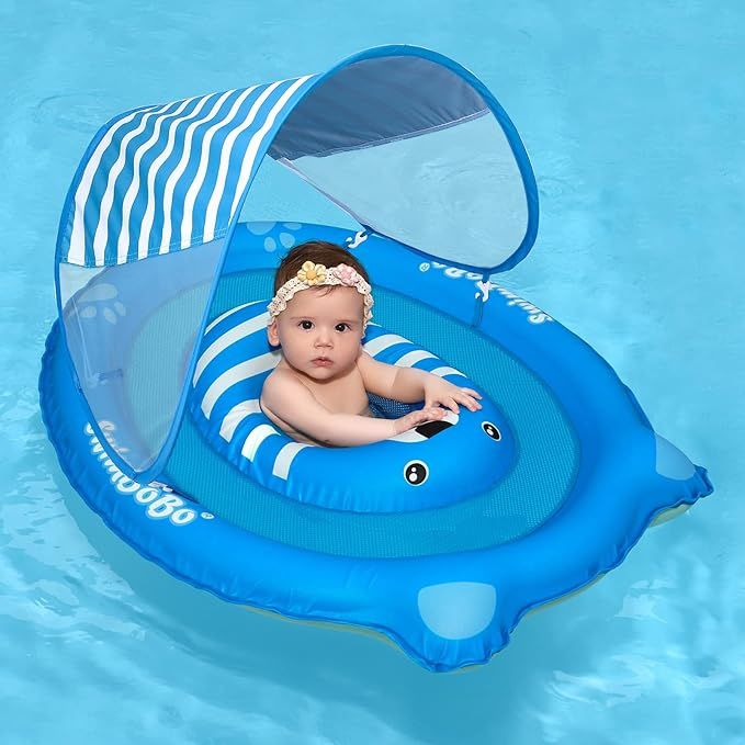 Infant Floats for Pool with Sun Canopy and Adjustable Safety Seat Baby Boat Water Pool Float for ... | Amazon (US)