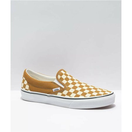 Vans Classic Slip On Checkerboard Golden Brown Men s Skate Shoes Size 8 | Walmart (US)