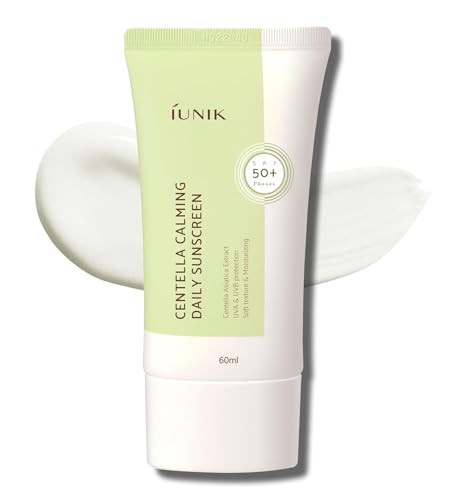 IUNIK Centella Calming Moisture Daily Sunscreen SPF 50+ PA++++ Matte & No White Cast Centella Asiatica Dry Oily Sensitive Vegan Korean Skincare | Amazon (US)