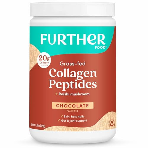 Further Food Chocolate Collagen Peptides Powder, Grass-Fed Pasture-Raised Hydrolyzed Type 1 & 3 Protein, Gut Health + Joint, Hair, Skin, Nails, Paleo Keto Sugar-Free 11.36 oz | Amazon (US)