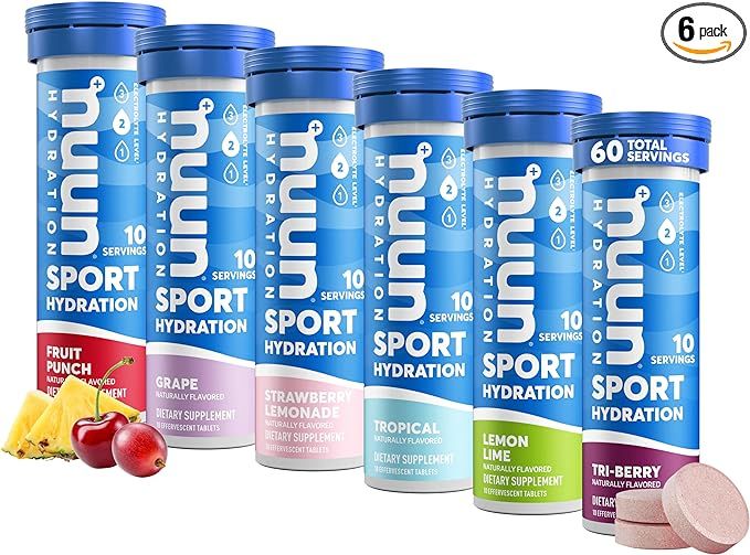 Nuun Sport Electrolyte Tablets for Proactive Hydration, Variety Pack, 6 Pack (60 Servings) | Amazon (US)