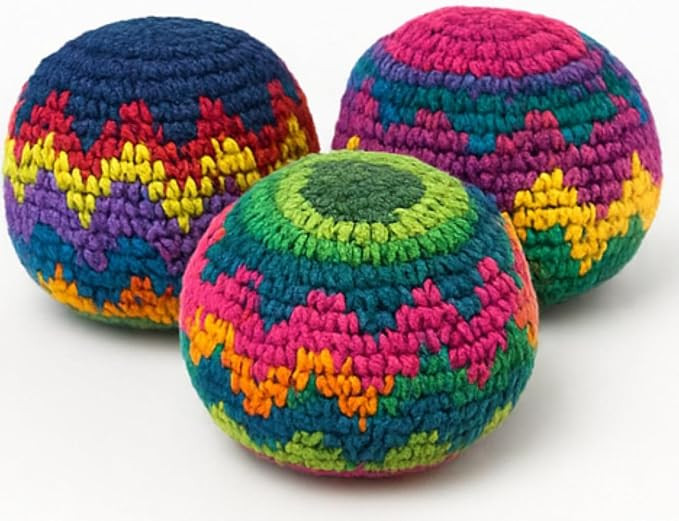 Funny Guy Mugs Footbag Set (3 Pack) – Handmade in Guatemala Crochet Hacky Kick Sack Balls – F... | Amazon (US)
