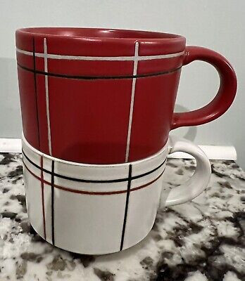 Hearth and Hand with Magnolia RED &amp; CREAM PLAID Stackable Mug Cup 2022 Christmas  | eBay | eBay US