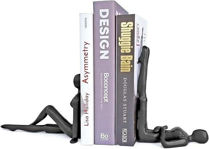 Ambipolar Yoga-Style Black Decorative Bookends, Cast Iron Book Stand to Hold Books Heavy Duty, Bo... | Amazon (US)
