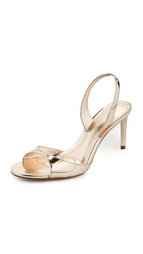 SCHUTZ Women's Scarlett Sling Mid Sandals, Platina, Metallic, Gold, 7.5 Medium US | Amazon (US)