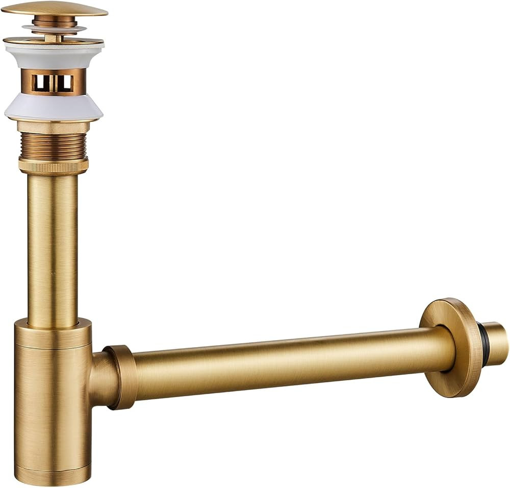 Solid Brass Adjustable 1-1/4 Bottle Trap with Overflow Drain Stopper Set, Bathroom Sink P-Trap Co... | Amazon (US)