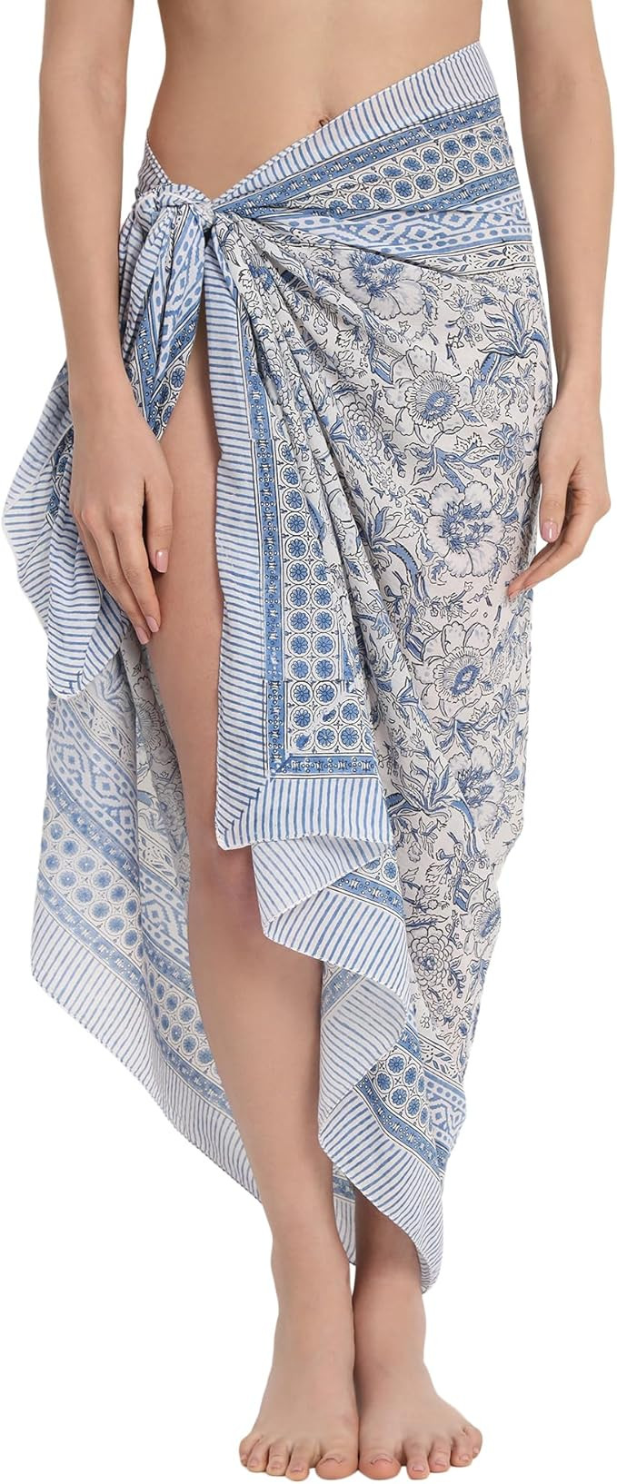 Swimsuit Beach Sarong Cover Ups for Swimwear Women-Hand Print Wrap Skirt | Amazon (US)