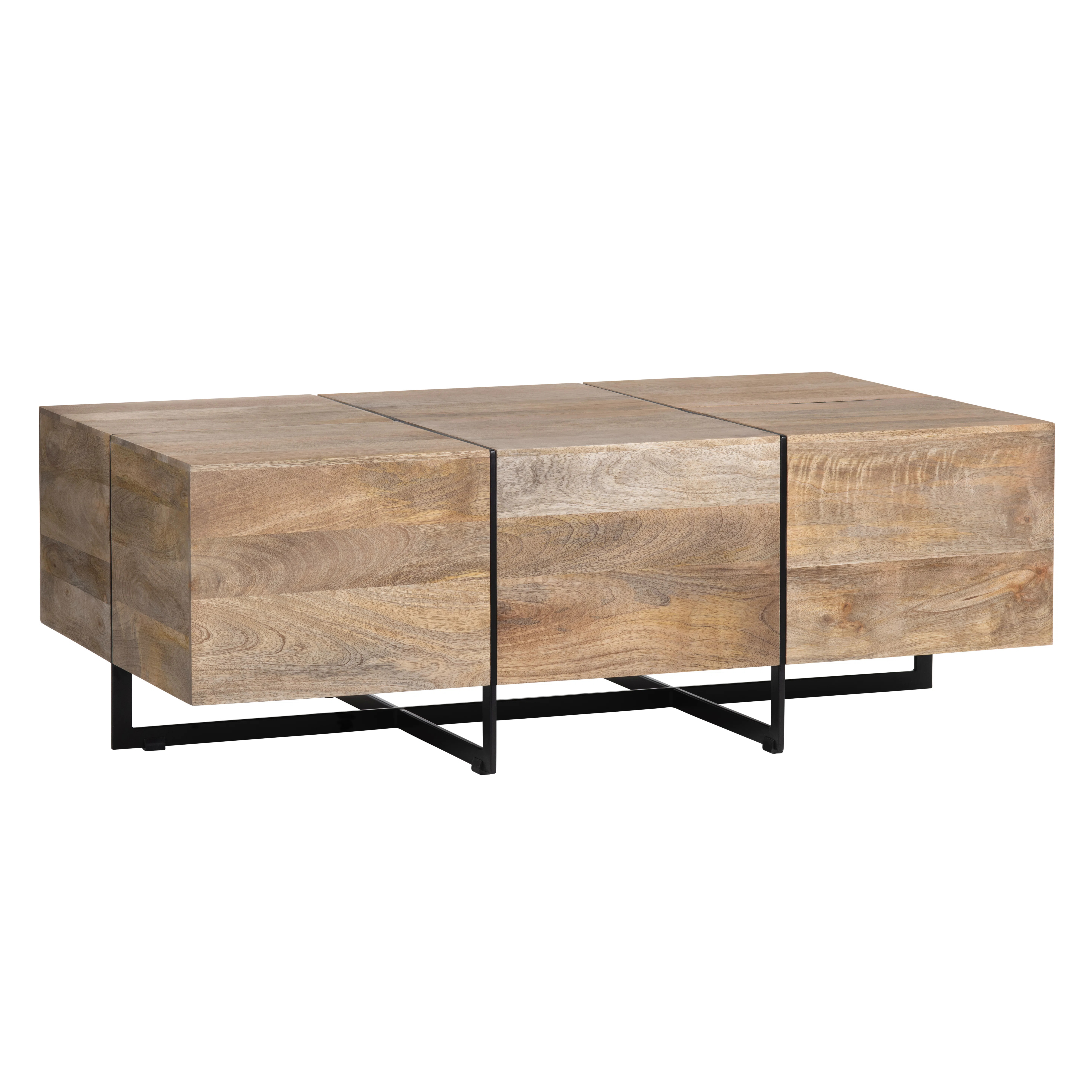 Avonel Solid Mango Wood Coffee Table with Sled Iron Base | Wayfair North America