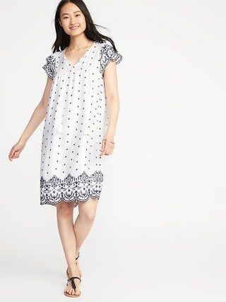 Tassel-Tie Flutter-Sleeve Shift Dress for Women | Old Navy US