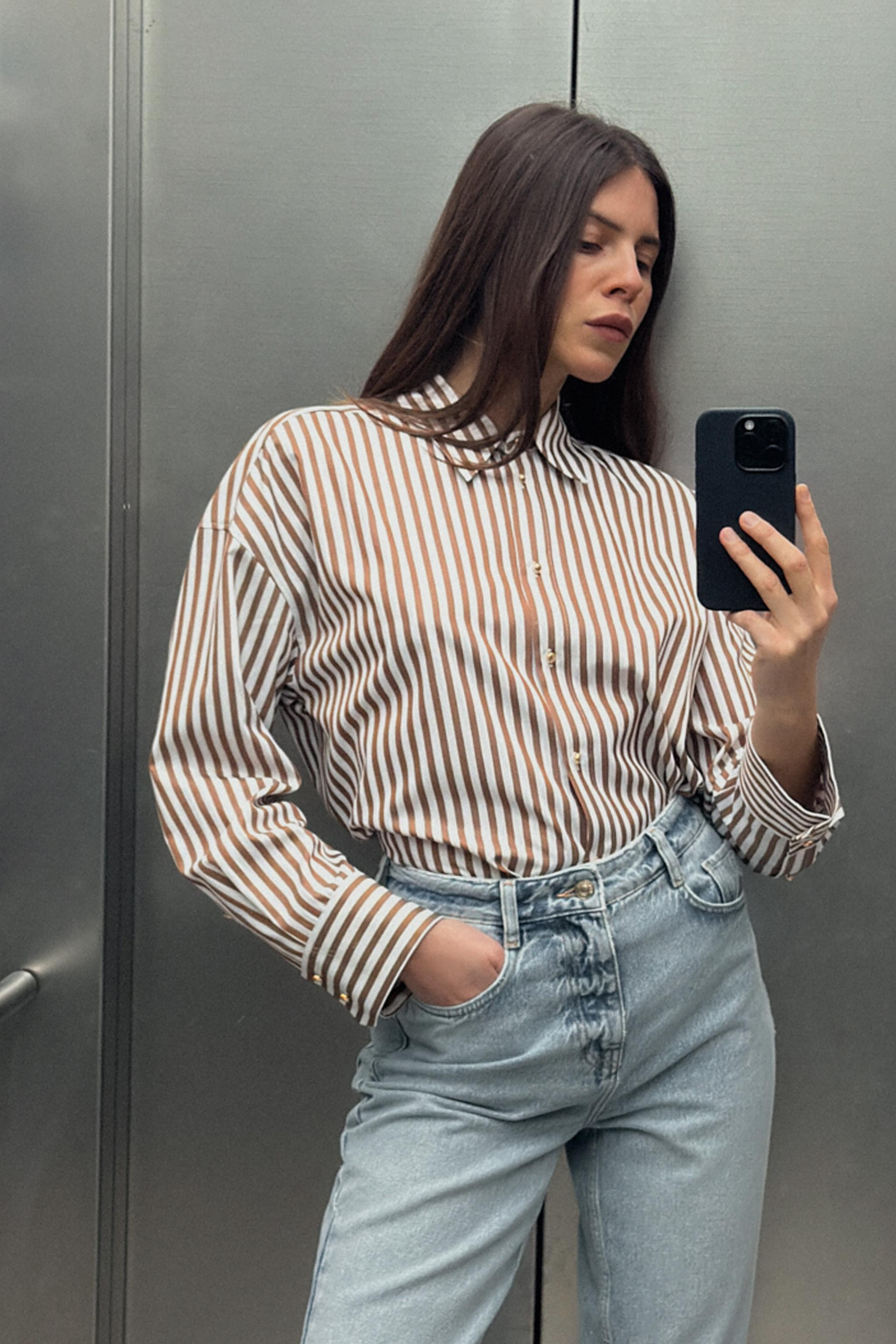 STRIPED SHIRT WITH METALLIC THREAD | Zara US