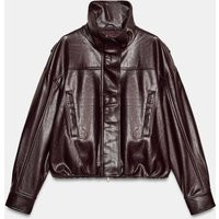 Zara - Jacke Aus Kunstleder Mit Zierfalten - Dunkles Bordeauxrot - L - Damen | Zara DE