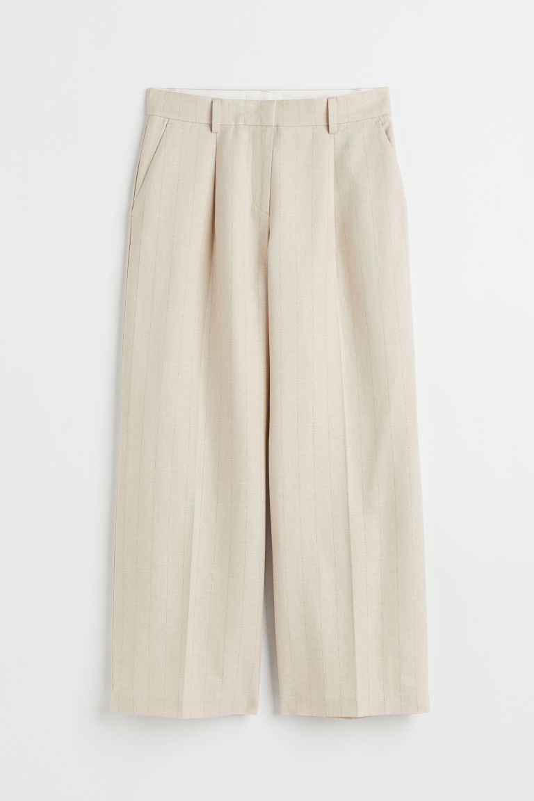 H & M - Wide-leg Linen-blend Pants - Beige | H&M (US + CA)