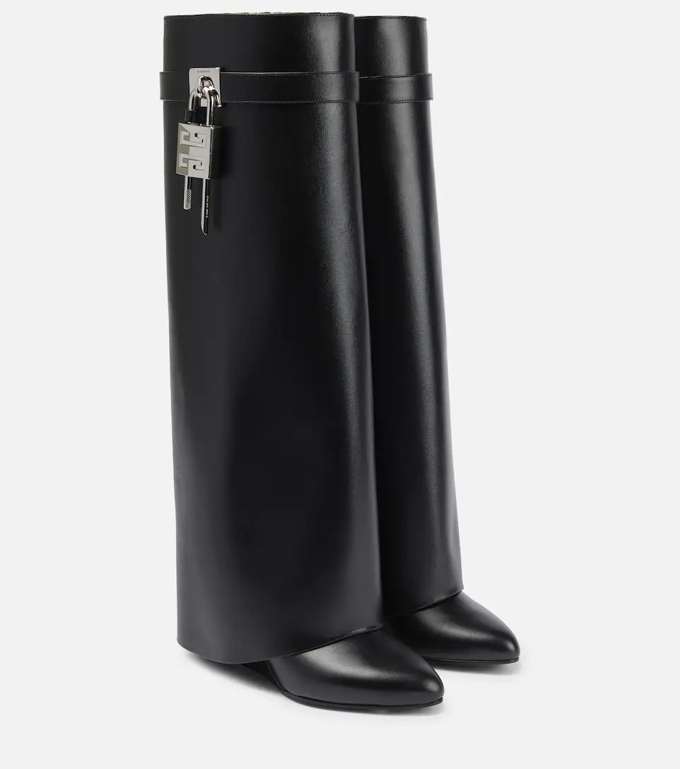 Shark Lock leather knee-high boots | Mytheresa (INTL)