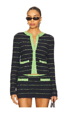 GUIZIO Carline Cardigan in Navy & Green from Revolve.com | Revolve Clothing (Global)
