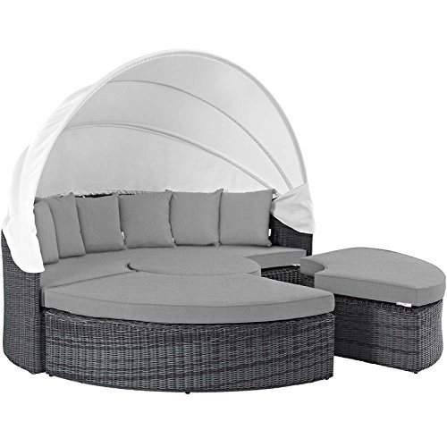Modway Summon Outdoor Patio Daybed with Canopy and Sunbrella Cushions in Canvas Gray | Amazon (US)