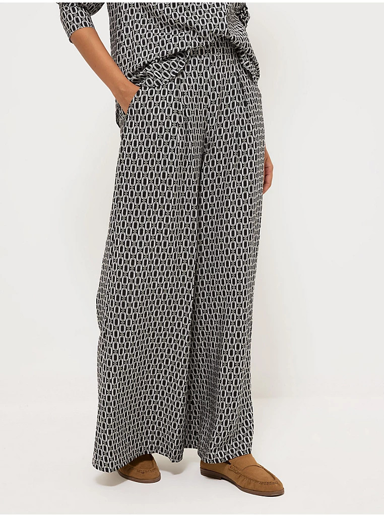 Black Chain Print Wide Leg Trousers | George at ASDA