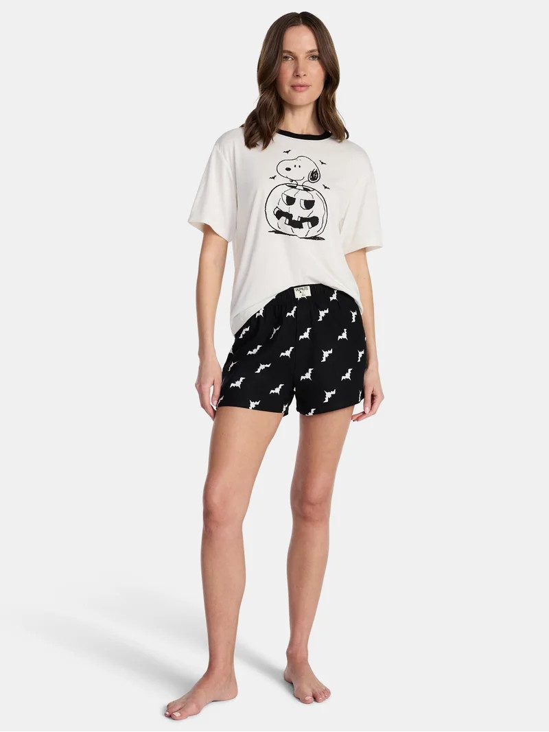 Peanuts Snoopy Women's and Women's Plus Pumpkin Tee and Shorts Sleep Set, 2-Piece, Sizes XS-2X | Walmart (US)
