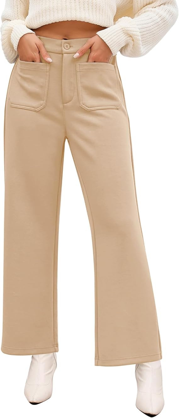 GRAPENT Wide Leg Pants Woman High Waisted Business Casual Elastic Waist Cropped Trouser Pockets S... | Amazon (US)