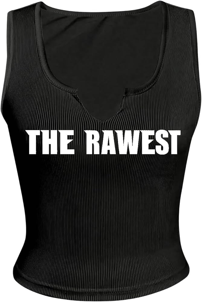 SOLY HUX Women's Letter Print Crop Tank Tops Casual Notched Neck Sleeveless Summer Y2k Going Out ... | Amazon (US)