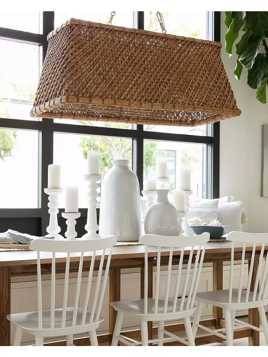 Sydney Rattan Linear Chandelier | Serena and Lily