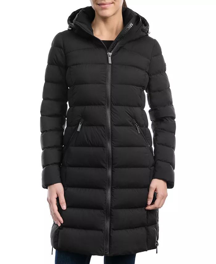 Women's Petite Hooded Faux-Leather-Trim Puffer Coat, Created for Macy's | Macy's