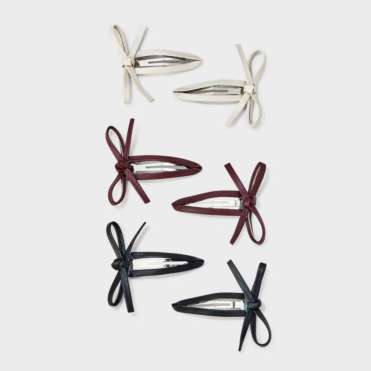 Leather Bow Salon Hair Clip Set 6pc - Wild Fable™ Browm/Black/White | Target