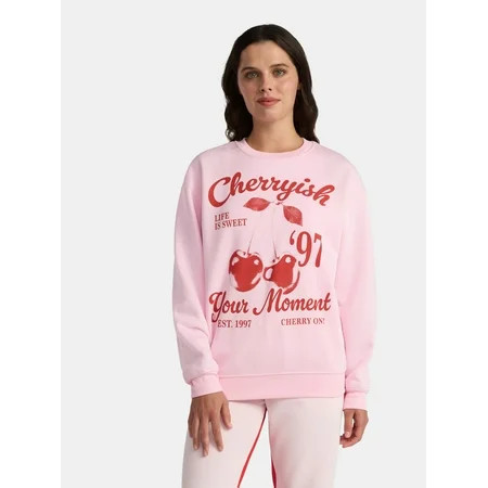 Women's Cherryish Graphic Sweatshirt with Long Sleeves, Sizes XXS-XXL | Walmart (US)