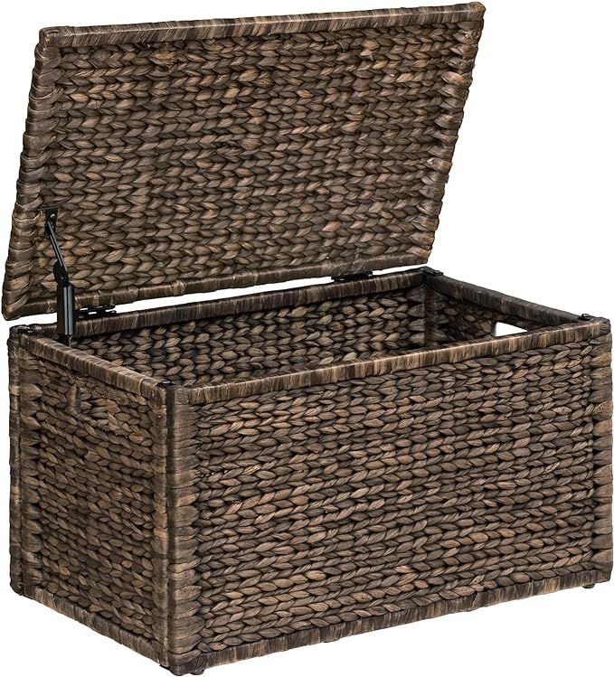 eHemco Heavy-duty Water Hyacinth Wicker Storage Trunk with Metal Frame, 30 by 17.5 by 17.5 Inches... | Amazon (US)