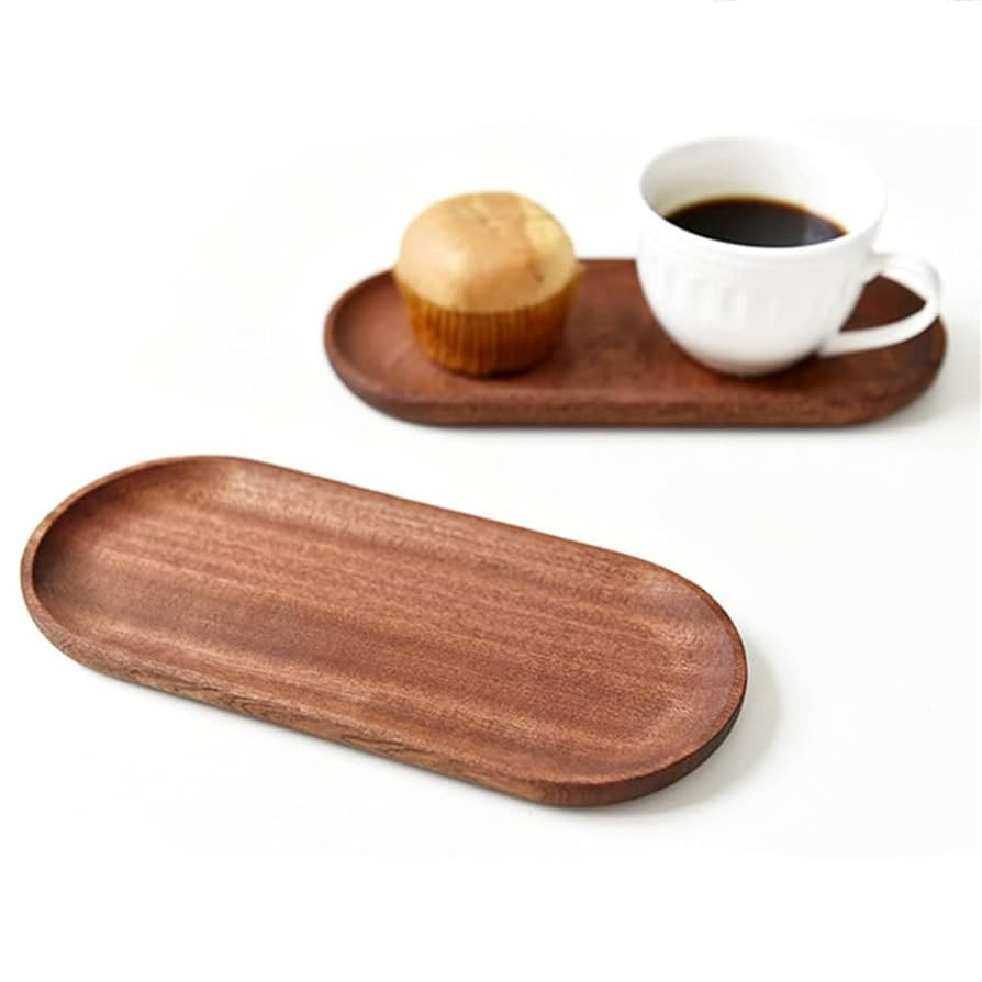 2 Pack Solid Wood Serving Platters and Trays of Natural Wood with Edge,Rectangular Avoid Sliding ... | Amazon (US)