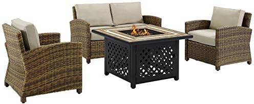 Crosley Furniture KO70160-SA Bradenton Outdoor Wicker 4-Piece Seating Set (Loveseat, 2 Arm Chairs, T | Amazon (US)