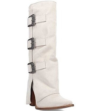 Dingo Buckle Bunny Suede Cuffed Buckle Hardware Knee High Western Boots - 8.5 | Dillard's