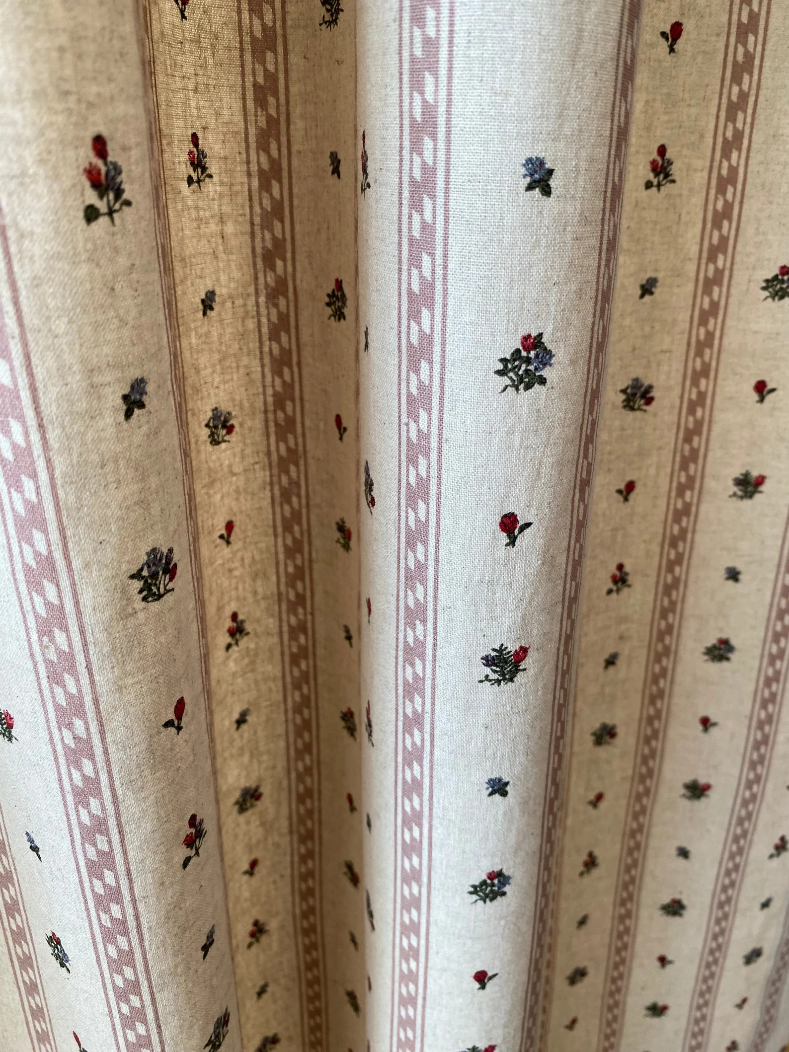 Linen Floral Curtains Dusty Pink Striped Modern Vintage Vibe Drapes Natural Shabby Chic Cottage H... | Etsy (US)