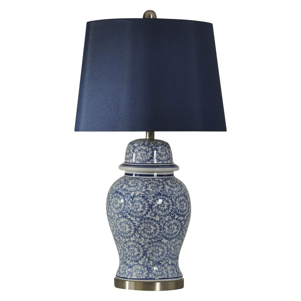 Blue Ivy Swirl Table Lamp with Blue Hardback Fabric Shade - StyleCraft | Target