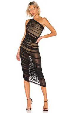 Norma Kamali Diana Gown in Black Mesh from Revolve.com | Revolve Clothing (Global)