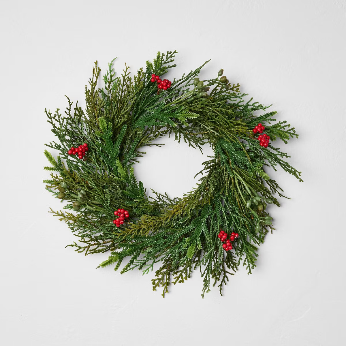 12" Mini Cypress and Red Berry Artificial Wreath - Hearth & Hand™ with Magnolia | Target
