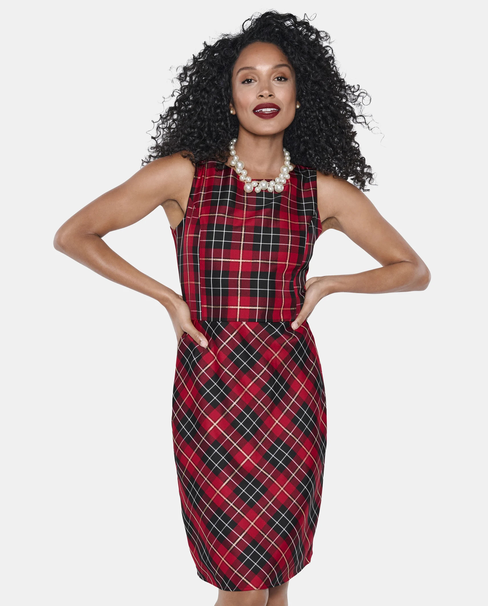 Womens Matching Family Plaid Satin A-Line Dress - classicred | The Children's Place