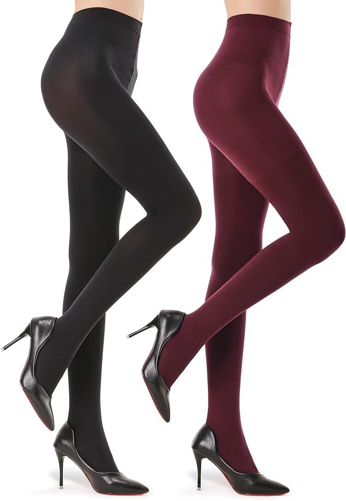 G&Y 2 Pairs Semi Opaque Tights for Women - 70D Microfiber Control Top Pantyhose | Amazon (US)