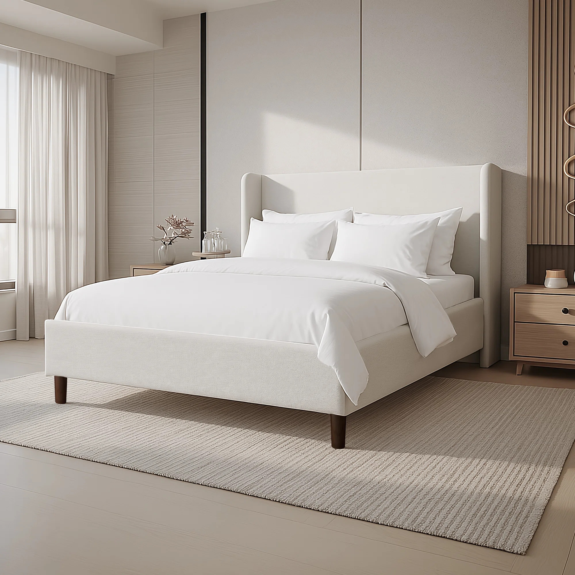 Platform Bed with Wingback Headboard | Wayfair North America