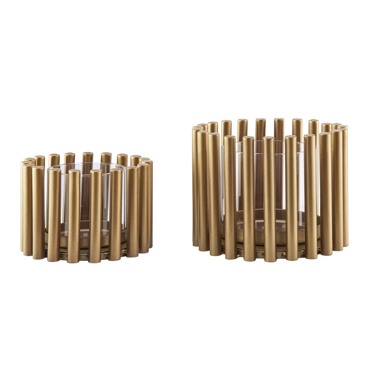Pela Pillar Ring Warm Gold Midcentury Modern Votive Hurricane Candle Holders - Set of 2 | Target