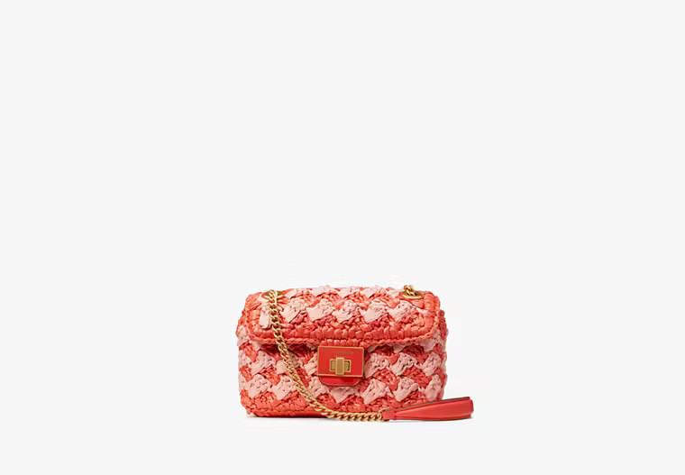 Evelyn Striped Crochet Raffia Small Shoulder Crossbody | Kate Spade (US)