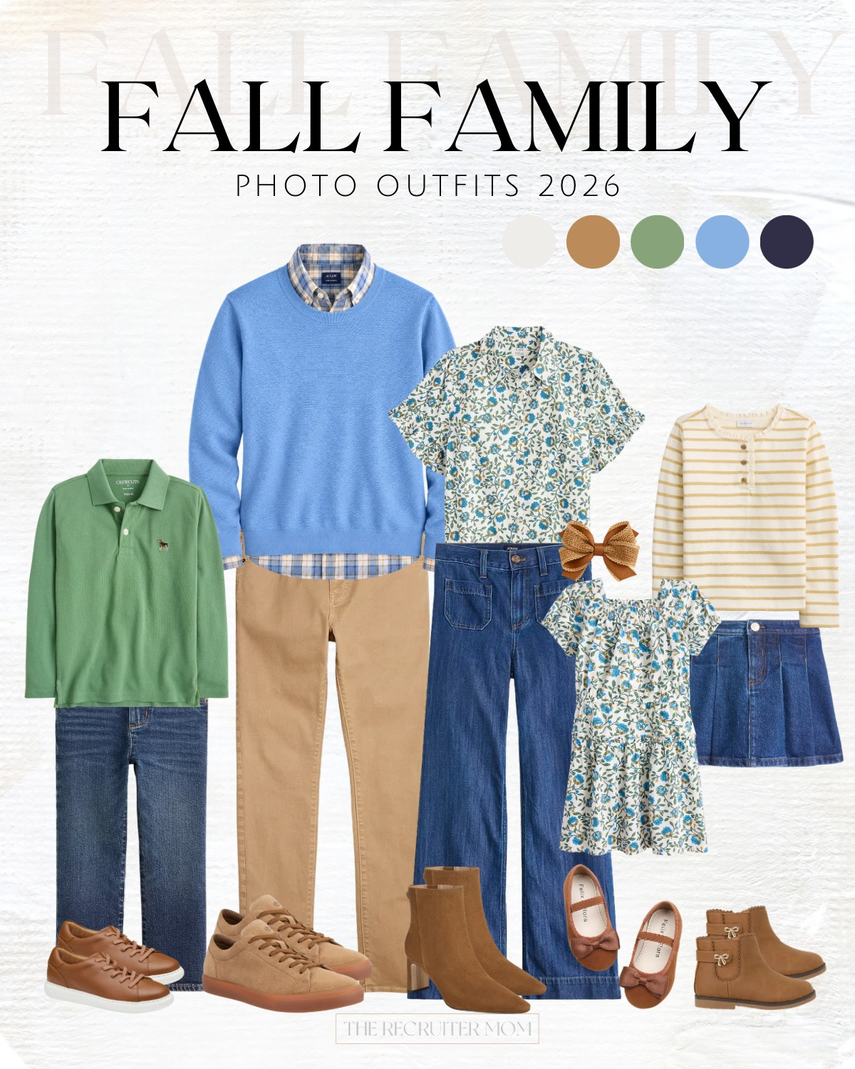 Y'all, this one is for the families who aren't ready to let go of color yet 🌼 Soft blue, sage green and denim photograph so pretty against the fall leaves. Easy to pull together fast 🙌🏻 #fallfamilyphotos #familyphotoideas #ltkfamily 

 #LTKSeasonal #LTKKids #LTKMens